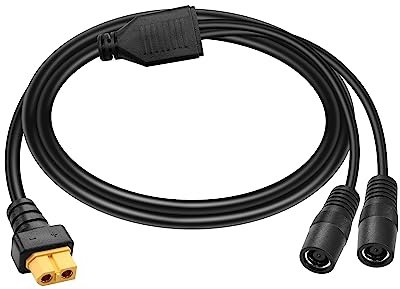 GINTOOYUN XT60 auf DC7909 Y Splitter Adapter Kabel XT60 Stecker auf Dual DC 7.9mm x 0.9mm Stecker Netzkabel für Rasenmäher, Drohnen, tragbare Ladestation, etc(3.2FT)