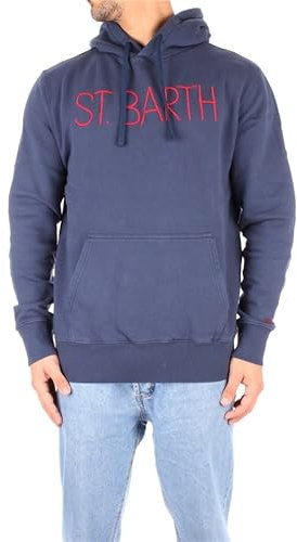 Saint Barth MC2 MC2 Felpa con Cappuccio Logo Blu - Small