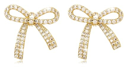 Kalamakala Perle Schleifen Ohrringe - Gold Silber Bow Earrings, Bogen Ohrstecker für Damen, Modeschmuck für Frauen und Mädchen