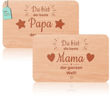 Set di 2 taglieri per la colazione, regalo per mamma e papà, tagliere per il pane con incisione, ideale come regalo per la festa della mamma e del papà, compleanno, Natale