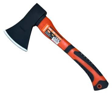 Ascia professionale in acciaio forgiato e fibra di vetro, 800 g, lunghezza 36 cm, per legna da ardere, tronchi, campeggio, sopravvivenza, campeggio libero