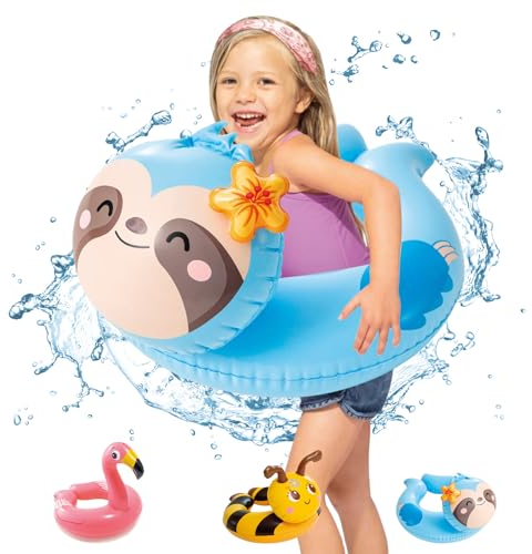POPOYU Pool Inflatables Pool Floats,Inflatable Swimming Rings for Adults Kids,Pool Tubes Swimming Pool Toys Rubber Ring for Swimming Pool Beach Party Decorations,Kids Summer Gifts(55cm Sloth)