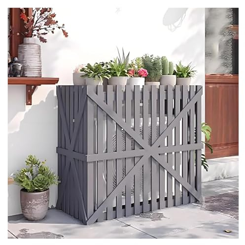 Air Conditioner Fence,Trash Can Enclosure, Privacy Fence Panels For Outside, Outdoor Privacy Screen, Decorative Fences, Wooden Pool Equipment Generator Trash Can Enclosure Outdoor Fence Panels(Gris,(L