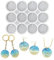 Hebterrka Moule en silicone avec 12 cavités, 3,5 cm, cercle plat brillant avec trou, forme de porte-clés rond, pendentif/boucle d'oreille, moule pour animal de compagnie pour moulage en résine