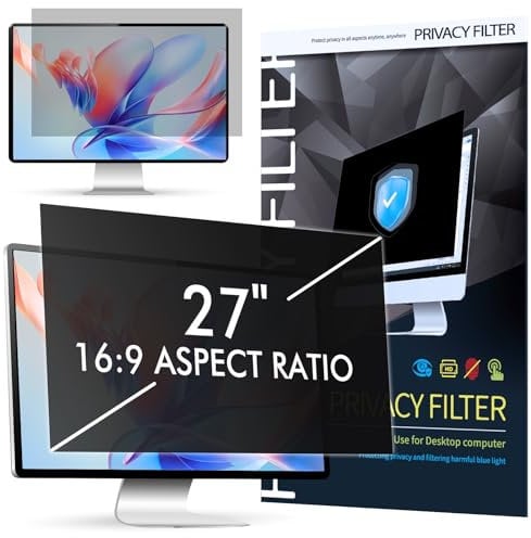 SOPPY - Filtro privacy per computer da 27 pollici per monitor 16:9, pellicola protettiva rimovibile per la privacy, anti luce blu, antiriflesso, per monitor da 27, HP, Dell, Acer, Lenovo, Asus