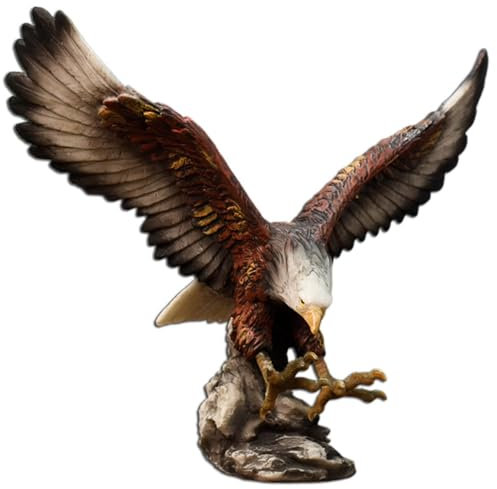 NUNETH Weißkopfseeadler-Statue Auf Grauem Felsen, Harzfigur, Wohnkultur-Skulptur, Ornament Für Wohnzimmerdekoration (25 cm)