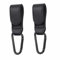 BABYZOCO Ganchos Carrito de Bebé, Ganchos Universales para Silla Paseo, Colgadores Multiusos para Cochecito Bebé, Ganchos Giratorios Silla Bebé, Soporta hasta 5 Kg, Cuero sintético, Negro, 2 unidades