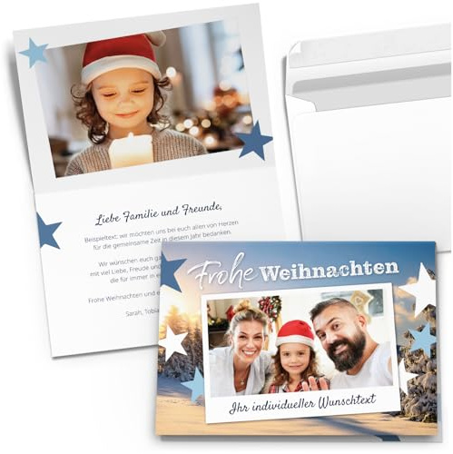 10 personalisierte Weihnachtskarten mit Ihrem Text und Foto | Premium Weihnachtskarte modern - individueller Weihnachtsgruß Grußkarte Weihnachten Klappkarten mit Umschlägen
