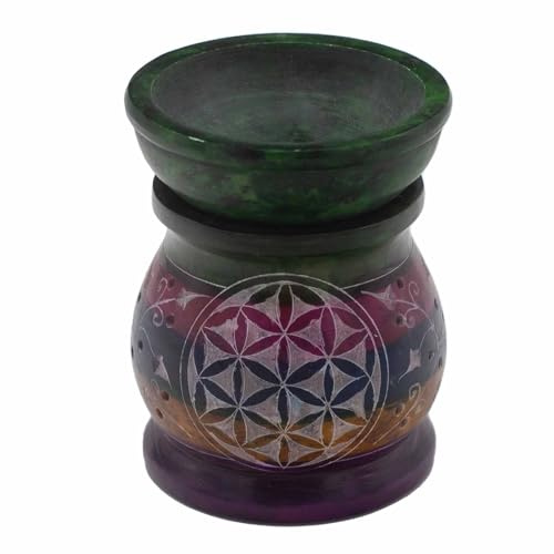 Soapstone Oil Burner 10cm Flower of Life Five Colours Oil Burner