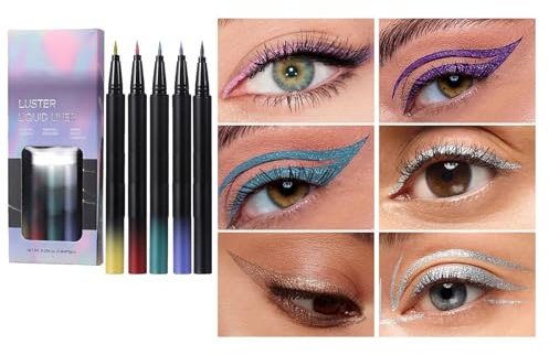 Flüssiger Eyeliner Wasserfest,High Precision Flüssiger Eyelinerstift,Long-Lasting Liquid Liner Intense,Schnelltrocknende Augen Makeup (L-5PCS)