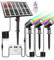 CLY Spot Solaire Exterieur RGB, 30 Modes Dynamiques Lampe Solaire Exterieur Multicolore 10 Couleurs 2 Luminosité Lumiere Solaire Extérieur 6000mAh Eclairage Exterieur Solaire Télécommande IP66 3 EN 1
