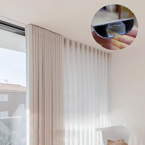 Jievmrs Gardinenschiene Deckenmontierte Vorhangschiene für Raumteiler, Weiße Vorhangstangengleiter für Erkerfenster/Schranktür, Vorhangschiene für Hochbett/Etagenbett(7.3m/24ft)