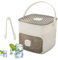 Ice Storage Bin, Freezer Ice Container, Double-Layer Design, Large Capacity, Food-Grade Material, for Kitchen, Camping, Drinks, and Party Use, 17.3x17x15.6cm White Green