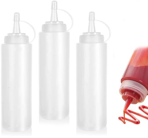 Xianjuun 3 Pcs Squeeze Sauce Bottle with Nozzles - 800 ml Sauce Bottles Premium Quality, Durable & Leak-Free, Ideal for Ketchup, Mustard, Salad Dressing & Olive Oil