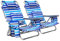 LIFERUN Chaise de Plage Pliable avec Fonction Sac à Dos, Portable Chaise Pliante avec Fonction allongée pour Sable, Dossier Haut, accoudoir, Coussin Lombaire, Appui-tête (2, Bleu, 110x65x65 cm)