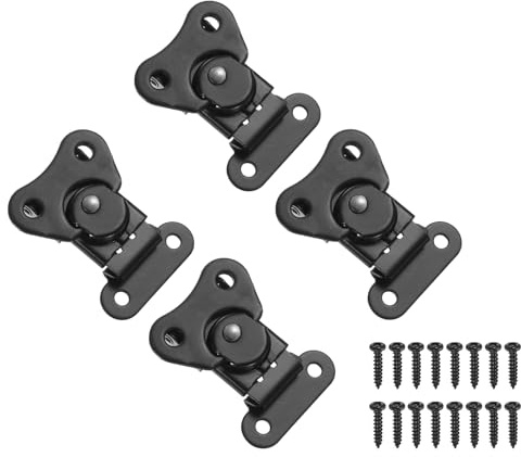 PATIKIL 1.97x1.5 Serratura A Farfalla A Molla, 4Pcs Serratura A Farfalla In Acciaio & Fermo A Toggle Per Chiusura Di Casse Scatole Bauli, Nero