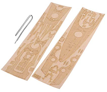 blloocod Cubierta de Madera para Modelo Tirpitz 1/350 con Cadena de Ancla - 45x15cm (17.7x5.9 in)