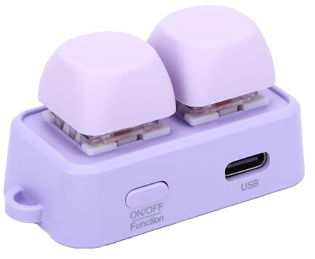 YUEHISY Makro-Tastatur, 2-Tasten-Bluetooth- und USB-Kabel, Anpassbare RGB-Tastatur mit Hintergrundbeleuchtung, Page-Turner-Tastenkombination für das Lesen von E-Books auf Einem (Purple)
