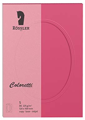 Rössler 220732554 - Coloretti Karten, DIN B6, Passepartout oval, pink, 5 Stück