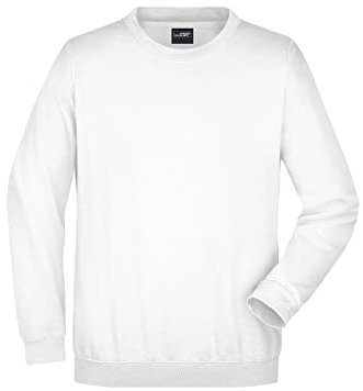 James & Nicholson Sweatshirt Rundhals - Klassischer Sweatpullover für Freizeit und Beruf | Farbe: white | Grösse: M