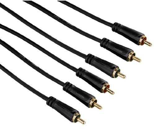 Hama 00122150 YUV-Verbindungskabel (3X Cinch-Stecker auf 3X Cinch-Stecker, vergoldet, 10m) schwarz