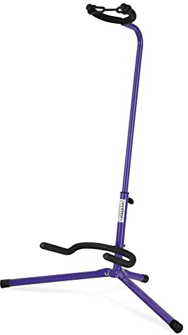 Classic Cantabile Gitarrenständer - Universal Gitarrenständer für Konzertgitarre, Westerngitarre, E-Gitarre, E-Bass - Gepolsterte Auflage - Klappbarer Gitarrenständer - Lila