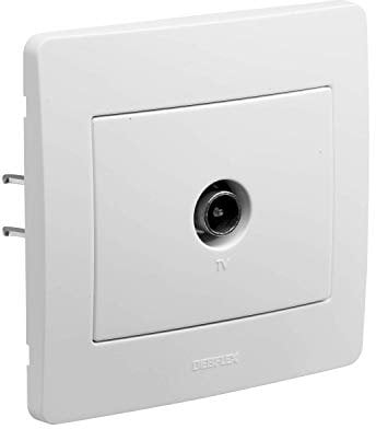 Debflex 739180 - Toma de TV de pared, toma de TV, toma de TV, enchufe sencillo, dispositivo de casco, gama Diam2, toma de TV, color blanco