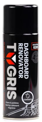 TYGRIS R205 Dashboard Renovator – 400ml Silicone-Based Vinyl & Plastic Dressing – Cranberry Scent – Protects, Cleans & Restores Car Interior Trim
