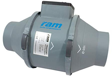 4 5 6 8 inch RAM Inline Mixed Flow UK Plug Hydroponics Grow Fan upto 840m3/hr (125mm 5- 225 m3/hr)