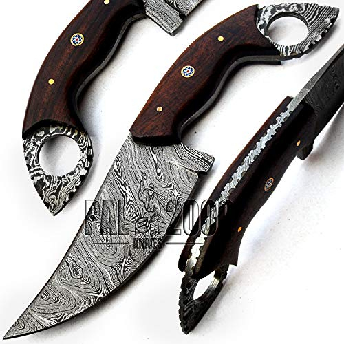 Cuchillo de Damasco, cuchillo de caza, cuchillo de caza, cuchillo de caza, viene con una funda, 9683