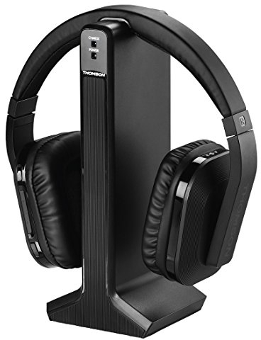 THOMSON WHP5327 Auriculares TV Inalámbricos, Estación de carga integrada, auriculares de diadema, Color negro