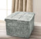1 Seater Luxury Crushed Velvet Fabric with Diamantes Foldaway Ottoman Stool Blanket Box Bench 38cms x 38cms (Silver)