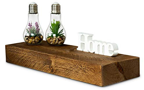 levandeo Wandregal Holz Massiv 60x20cm Nussbaum Farbig Wandboard Vintage Rustikal Design Natur Regal