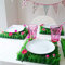 Artificial Grass Place Mat - Set of 4 Table Mats with Flowers - Perfect for Alice in Wonderland Party Supplies, Tea Party Decoration and Garden Parties Decor