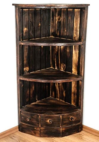 livasia Eckregal, Holzregal, Bücherregal, Badezimmerregal (braun)