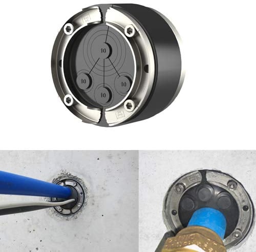 Ritzer by Hauff Ringraumdichtung/Mauerdurchführung HSD 100-RWD DN100 für 3 Kabel 6-18 mm und 1 Rohr 25-32-40 mm