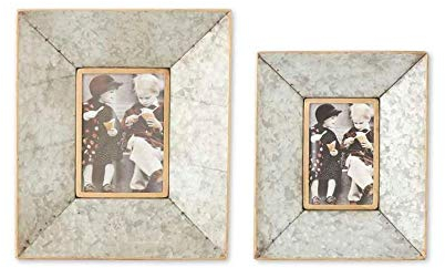 K&K Interiors 15143A Set mit 2 Bilderrahmen aus Zinn, Tin, Set of 2 Photo Frames (Grad Sizes)