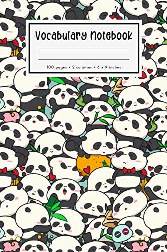 Vocabulary notebook: 2 columns | 2200 words | 100 pages | 6 x 9 | Cute kawaii
