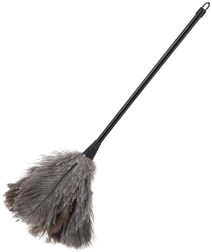 ULTECHNOVO Plumero De Avestruz Plumero Antiestático, Mango De Plástico con Orificio, Plumero Suaves Reutilizables Que Eliminan El Polvo para Viajes, Oficinas, Limpieza del Hogar, 40 Cm