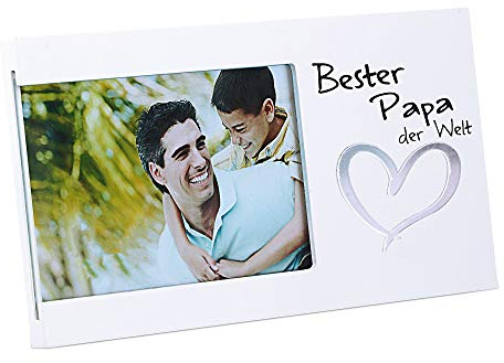 Cepewa Bilderrahmen Bester Papa der Welt Fotorahmen Spiegel-Herz Rahmen für Bild 15 x 10 cm (1 x Bilderrahmen Bester Papa der Welt)