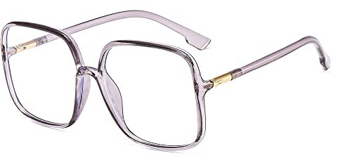 HAOMAO Lunettes surdimensionnées anti-lumière bleue carrées pour femmes hommes C5Transparentgrey