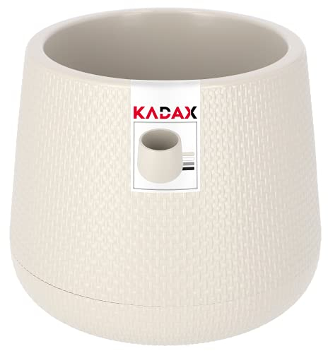 KADAX Pot de Fleurs en Plastique Ø 13-23 cm 4 Couleurs Ovale avec Dessous de Verre Inclus dans Le kit, Pot a Fleurs
