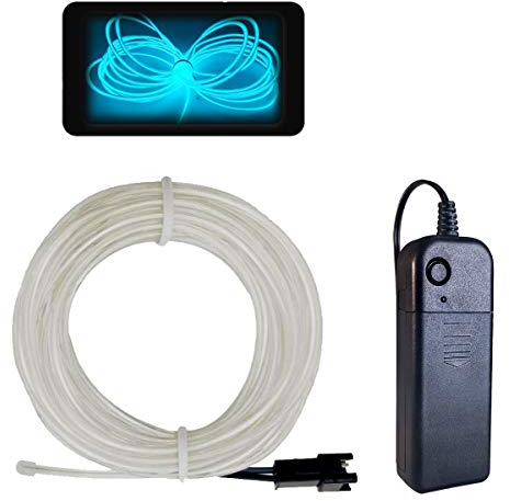 Balabaxer Eisblau EL Draht, 3M Neon Kabel Mit Batterie Trafo, Leuchtet Electroluminescent, für Partys, Halloween.