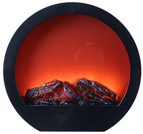 Holyart Cheminée Ronde Effet Flamme LED 30x34x10 cm