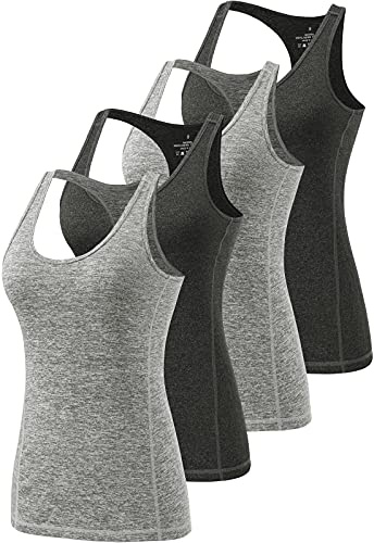 Ymmchy Tank Top für Damen Unterhemden Workout Racerback Tanktops 4er-Pack
