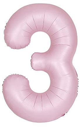 Giant Foil Number 3 Balloon - 86 cm - Matte Baby Pink