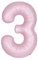 Giant Foil Number 3 Balloon - 86 cm - Matte Baby Pink