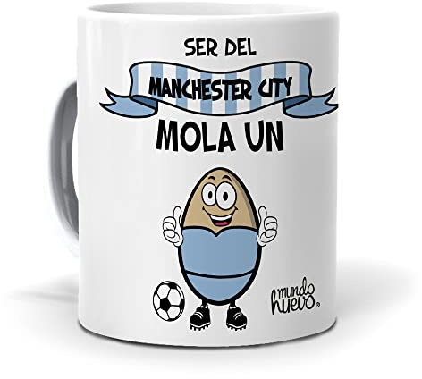 mundohuevo Taza Regalo Original Futbol. Ser del Manchester City Mola un Huevo. Ceramica AAA - 350 ml.