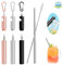 Pailles en Acier Inoxydable 3 Set Pailles Télescopiques 10-23 cm avec Tire-Bouchon Paille en Métal Réutilisable Portable avec Brosse de Nettoyage Mousqueton Porte-Clés Boîte