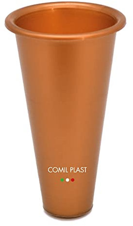 Comil Plast | Portafiori Interno in plastica per Vaso da cimitero Colore Rame | Diametro 6.4 cm, Altezza 11 cm.
